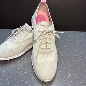 Cole Haan Women's Zerogrand Stitchlite Wingtips Oxford Shoes Optic White Sz 10.5